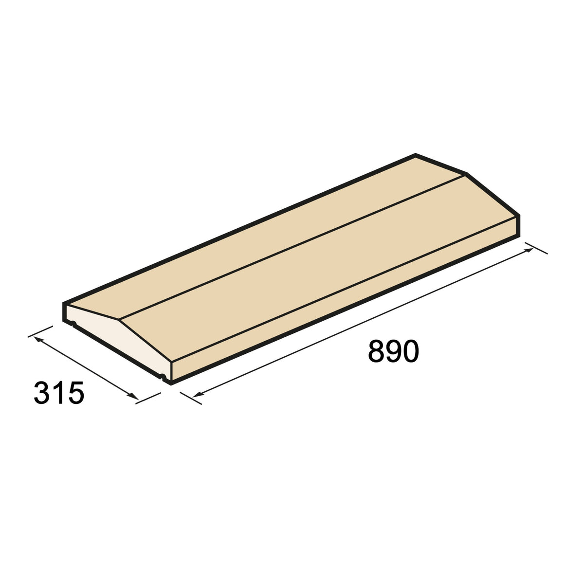 Cast Stone Coping Stone, 315mm Wide, Twice Weathered – CastStone.com